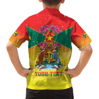 Personalized Grenada Christmas Family Matching Summer Maxi Dress and Hawaiian Shirt Coat Of Arms Bougainvillea Wreath - Wonder Print Shop