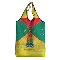 Grenada Christmas Grocery Bag Coat Of Arms Bougainvillea Wreath - Wonder Print Shop