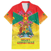 Personalized Grenada Christmas Hawaiian Shirt Coat Of Arms Bougainvillea Wreath - Wonder Print Shop