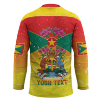 Personalized Grenada Christmas Hockey Jersey Coat Of Arms Bougainvillea Wreath - Wonder Print Shop