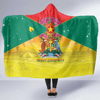 Grenada Christmas Hooded Blanket Coat Of Arms Bougainvillea Wreath - Wonder Print Shop