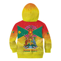 Personalized Grenada Christmas Kid Hoodie Coat Of Arms Bougainvillea Wreath - Wonder Print Shop