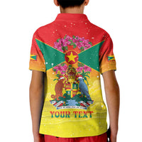 Personalized Grenada Christmas Kid Polo Shirt Coat Of Arms Bougainvillea Wreath - Wonder Print Shop