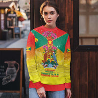 Personalized Grenada Christmas Ugly Christmas Sweater Coat Of Arms Bougainvillea Wreath - Wonder Print Shop