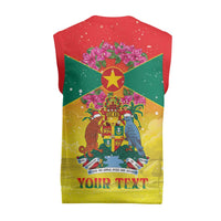 Personalized Grenada Christmas Knitted V-Neck Vest Coat Of Arms Bougainvillea Wreath - Wonder Print Shop