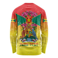 Personalized Grenada Christmas Long Sleeve Shirt Coat Of Arms Bougainvillea Wreath - Wonder Print Shop