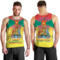 Personalized Grenada Christmas Men Tank Top Coat Of Arms Bougainvillea Wreath - Wonder Print Shop