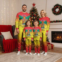 Personalized Grenada Christmas Pajama Set Coat Of Arms Bougainvillea Wreath - Wonder Print Shop