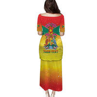 Personalized Grenada Christmas Puletasi Coat Of Arms Bougainvillea Wreath - Wonder Print Shop