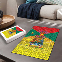 Grenada Christmas Puzzle Coat Of Arms Bougainvillea Wreath - Wonder Print Shop