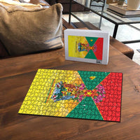 Grenada Christmas Puzzle Coat Of Arms Bougainvillea Wreath - Wonder Print Shop