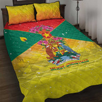 Grenada Christmas Quilt Bed Set Coat Of Arms Bougainvillea Wreath - Wonder Print Shop