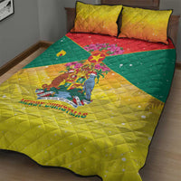 Grenada Christmas Quilt Bed Set Coat Of Arms Bougainvillea Wreath - Wonder Print Shop