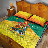 Grenada Christmas Quilt Bed Set Coat Of Arms Bougainvillea Wreath - Wonder Print Shop