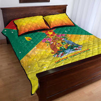 Grenada Christmas Quilt Bed Set Coat Of Arms Bougainvillea Wreath - Wonder Print Shop