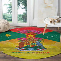 Grenada Christmas Round Carpet Coat Of Arms Bougainvillea Wreath - Wonder Print Shop