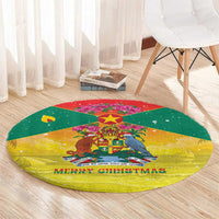Grenada Christmas Round Carpet Coat Of Arms Bougainvillea Wreath - Wonder Print Shop
