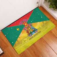 Grenada Christmas Rubber Doormat Coat Of Arms Bougainvillea Wreath - Wonder Print Shop