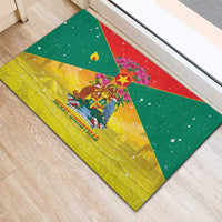 Grenada Christmas Rubber Doormat Coat Of Arms Bougainvillea Wreath - Wonder Print Shop