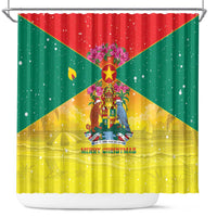 Grenada Christmas Shower Curtain Coat Of Arms Bougainvillea Wreath - Wonder Print Shop