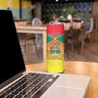 Personalized Grenada Christmas Skinny Tumbler Coat Of Arms Bougainvillea Wreath - Wonder Print Shop