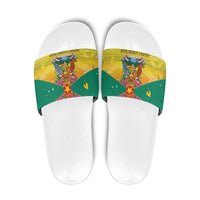 Grenada Christmas Slide Sandals Coat Of Arms Bougainvillea Wreath - Wonder Print Shop