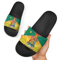 Grenada Christmas Slide Sandals Coat Of Arms Bougainvillea Wreath - Wonder Print Shop