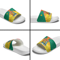 Grenada Christmas Slide Sandals Coat Of Arms Bougainvillea Wreath - Wonder Print Shop