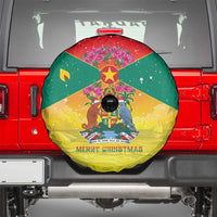 Grenada Christmas Spare Tire Cover Coat Of Arms Bougainvillea Wreath - Wonder Print Shop