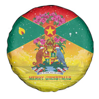 Grenada Christmas Spare Tire Cover Coat Of Arms Bougainvillea Wreath - Wonder Print Shop