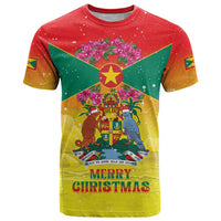 Personalized Grenada Christmas T Shirt Coat Of Arms Bougainvillea Wreath - Wonder Print Shop