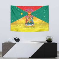 Grenada Christmas Tapestry Coat Of Arms Bougainvillea Wreath - Wonder Print Shop