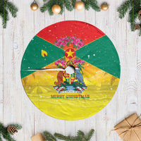 Grenada Christmas Tree Skirt Coat Of Arms Bougainvillea Wreath - Wonder Print Shop