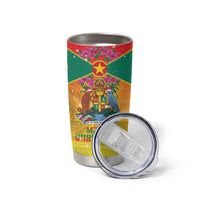 Personalized Grenada Christmas Tumbler Cup Coat Of Arms Bougainvillea Wreath - Wonder Print Shop