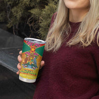 Personalized Grenada Christmas Tumbler Cup Coat Of Arms Bougainvillea Wreath - Wonder Print Shop