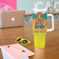 Personalized Grenada Christmas Tumbler With Handle Coat Of Arms Bougainvillea Wreath - Wonder Print Shop
