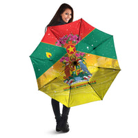 Grenada Christmas Umbrella Coat Of Arms Bougainvillea Wreath - Wonder Print Shop