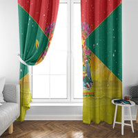 Grenada Christmas Window Curtain Coat Of Arms Bougainvillea Wreath - Wonder Print Shop