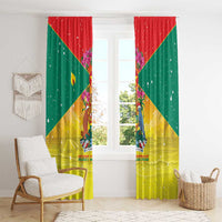 Grenada Christmas Window Curtain Coat Of Arms Bougainvillea Wreath - Wonder Print Shop