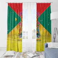 Grenada Christmas Window Curtain Coat Of Arms Bougainvillea Wreath - Wonder Print Shop