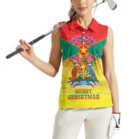 Personalized Grenada Christmas Women Sleeveless Polo Shirt Coat Of Arms Bougainvillea Wreath - Wonder Print Shop