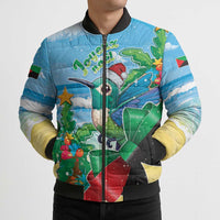 Martinique Christmas Bomber Puffer Jacket Santa Hummingbird - Wonder Print Shop