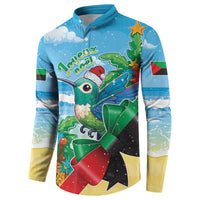 Martinique Christmas Button Sweatshirt Santa Hummingbird - Wonder Print Shop