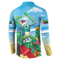Martinique Christmas Button Sweatshirt Santa Hummingbird - Wonder Print Shop