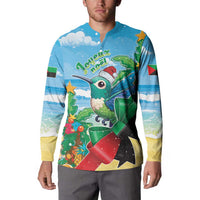 Martinique Christmas Button Sweatshirt Santa Hummingbird - Wonder Print Shop