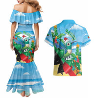 Martinique Christmas Couples Matching Mermaid Dress and Hawaiian Shirt Santa Hummingbird - Wonder Print Shop