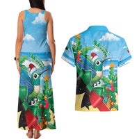 Martinique Christmas Couples Matching Tank Maxi Dress and Hawaiian Shirt Santa Hummingbird - Wonder Print Shop