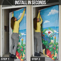 Martinique Christmas Door Cover Santa Hummingbird - Wonder Print Shop