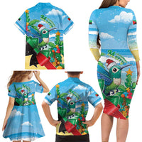 Martinique Christmas Family Matching Long Sleeve Bodycon Dress and Hawaiian Shirt Santa Hummingbird - Wonder Print Shop