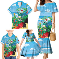 Martinique Christmas Family Matching Mermaid Dress and Hawaiian Shirt Santa Hummingbird - Wonder Print Shop